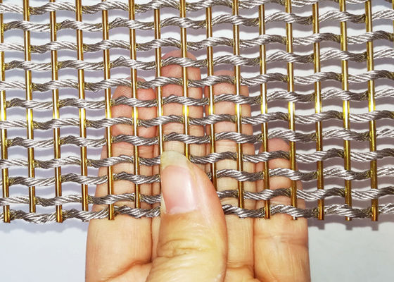 Métal flexible Mesh Fabric For Room Divider d'acier inoxydable de couleur d'or