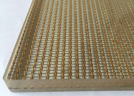laiton de couleur de Mesh Laminated Glass Decorative Gold de fil de 1.5mm