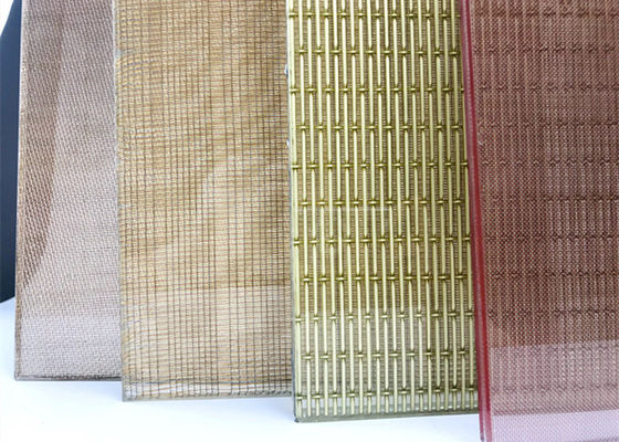 Fil tissé en laiton architectural Mesh For Laminated Glass, couleur d'or