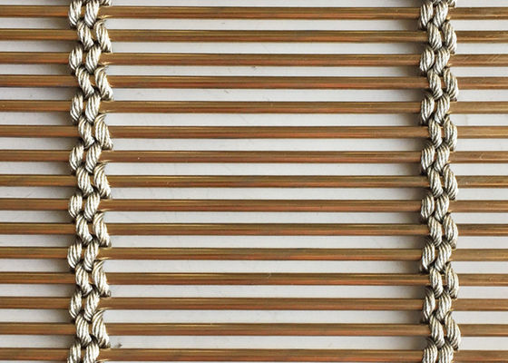 La couleur d'or câblent la largeur architecturale de Mesh Screen 6m en métal de Pvd de fil