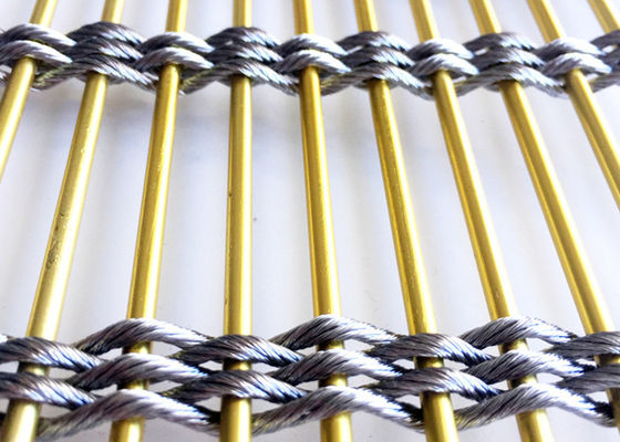 Acier inoxydable décoratif Mesh Gold Color Metal architectural de la séparation 7mm