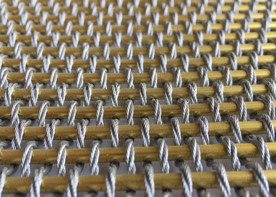 Diviseur tissé flexible de Mesh Fabric Oxidation For Room en métal de couleur d'or