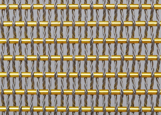 Diviseur tissé flexible de Mesh Fabric Oxidation For Room en métal de couleur d'or