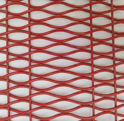 Iso9001 Maillage métallique tissé architectural décoratif rouge pour le séparateur de pièces