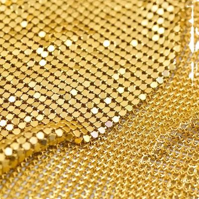 Rideaux Tissu métallique brillant Mesh décoratif couleur argent doux de luxe en aluminium Mesh métallique flexible