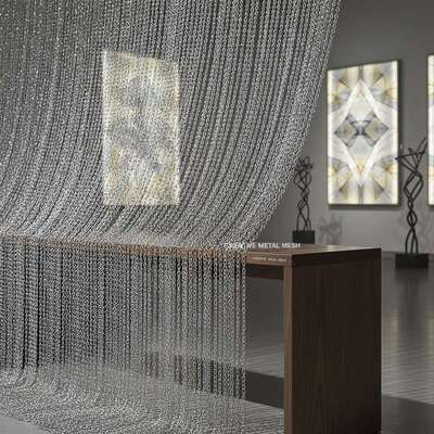 Fireproof Customizable Aluminum Chain Link Curtain with Good Ventilation for Furniture and Art Installation