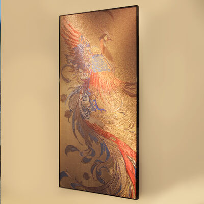 Mur artistique en maille métallique - Décoration intérieure personnalisée Phoenix