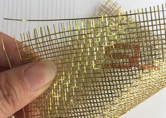 Fil stratifié en verre architectural ultra mince Mesh Brass Woven 0.5mm