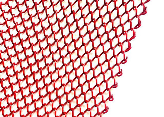 Acier rouge Mesh Curtain 2.4kg/M2 de 1mm Dia Metal Coil Drapery Stainless