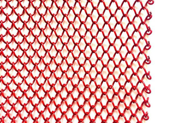 Acier rouge Mesh Curtain 2.4kg/M2 de 1mm Dia Metal Coil Drapery Stainless