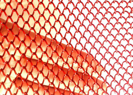 Acier rouge Mesh Curtain 2.4kg/M2 de 1mm Dia Metal Coil Drapery Stainless