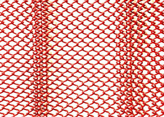 Acier rouge Mesh Curtain 2.4kg/M2 de 1mm Dia Metal Coil Drapery Stainless