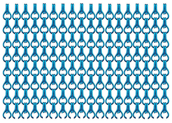 Le rideau à chaînes en aluminium en écran de mouche de porte de la couleur 12mm de turquoise a anodisé