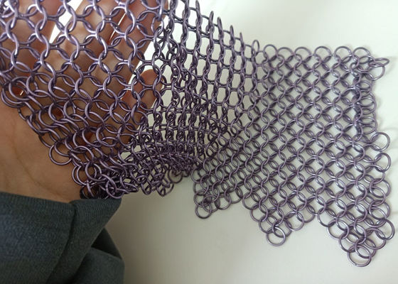 Le pourpre a soudé l'acier inoxydable Ring Mesh Curtain Anticorrosion 2.2kg/M2