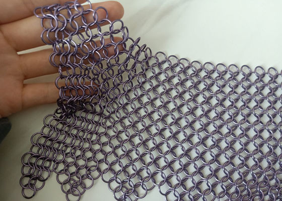 Le pourpre a soudé l'acier inoxydable Ring Mesh Curtain Anticorrosion 2.2kg/M2