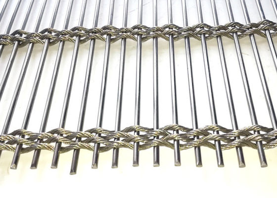 Acier inoxydable Mesh For Facade Cladding architectural de Rod Woven Soft 63% de câble métallique