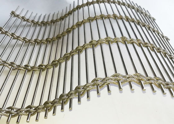 Acier inoxydable Mesh For Facade Cladding architectural de Rod Woven Soft 63% de câble métallique