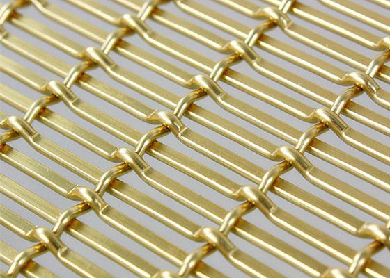 Couleur d'or anodisant le fil tissé décoratif Mesh Aluminum For Ceilings
