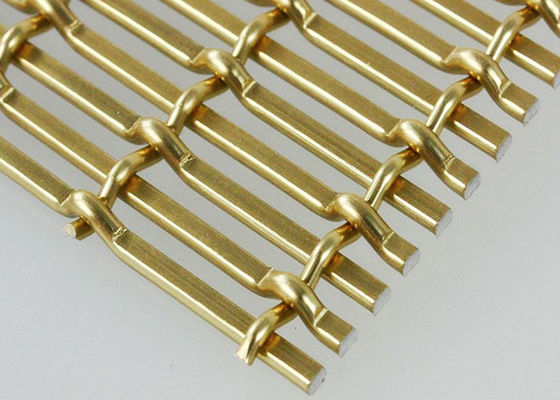 Couleur d'or anodisant le fil tissé décoratif Mesh Aluminum For Ceilings