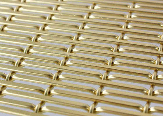 Couleur d'or anodisant le fil tissé décoratif Mesh Aluminum For Ceilings